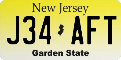 NJ license plate J34AFT