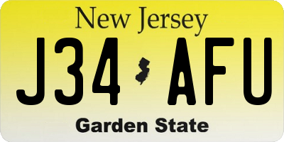 NJ license plate J34AFU