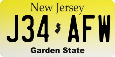 NJ license plate J34AFW