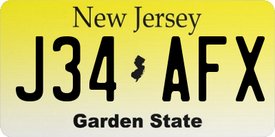 NJ license plate J34AFX