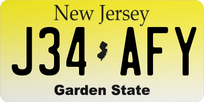 NJ license plate J34AFY