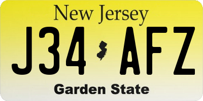 NJ license plate J34AFZ