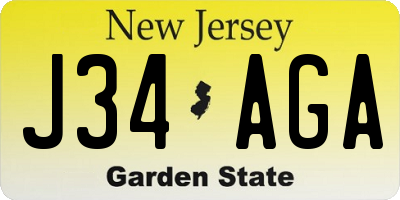 NJ license plate J34AGA