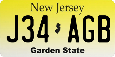 NJ license plate J34AGB