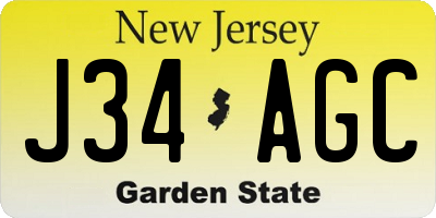 NJ license plate J34AGC