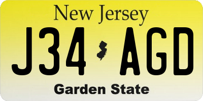 NJ license plate J34AGD