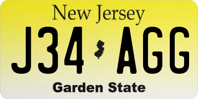 NJ license plate J34AGG