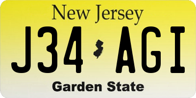 NJ license plate J34AGI