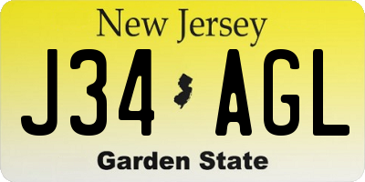 NJ license plate J34AGL