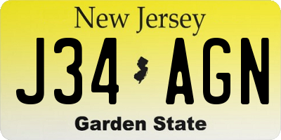 NJ license plate J34AGN