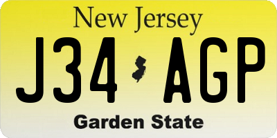 NJ license plate J34AGP