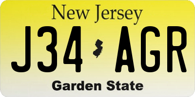 NJ license plate J34AGR