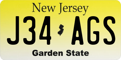 NJ license plate J34AGS