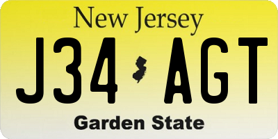 NJ license plate J34AGT