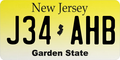 NJ license plate J34AHB