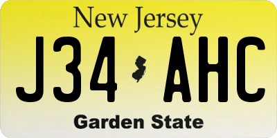 NJ license plate J34AHC