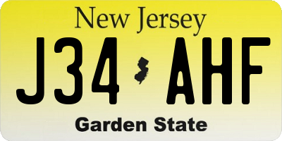 NJ license plate J34AHF