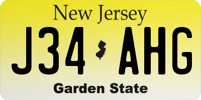 NJ license plate J34AHG