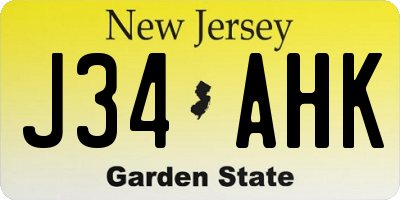 NJ license plate J34AHK