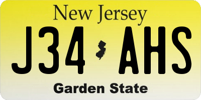 NJ license plate J34AHS