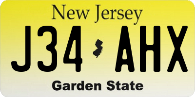 NJ license plate J34AHX