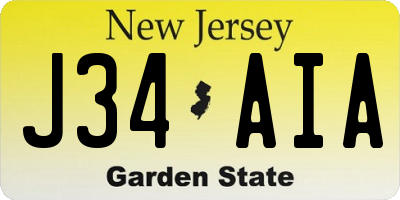 NJ license plate J34AIA