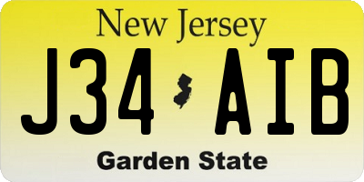 NJ license plate J34AIB