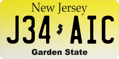 NJ license plate J34AIC