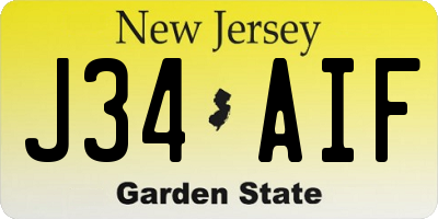 NJ license plate J34AIF