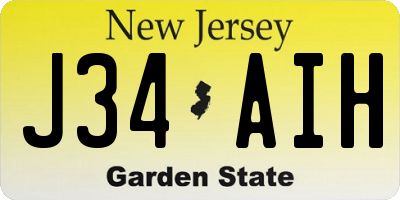 NJ license plate J34AIH