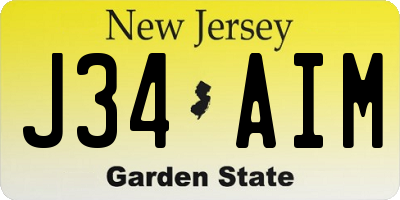 NJ license plate J34AIM