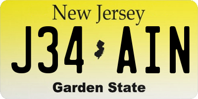 NJ license plate J34AIN