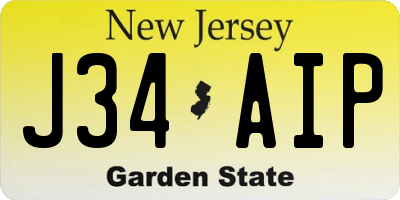 NJ license plate J34AIP