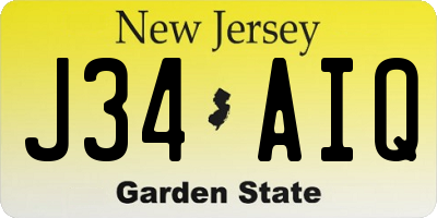 NJ license plate J34AIQ