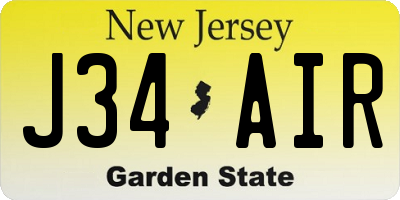 NJ license plate J34AIR