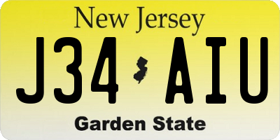 NJ license plate J34AIU