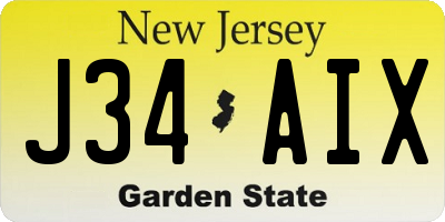 NJ license plate J34AIX