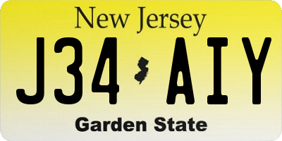 NJ license plate J34AIY