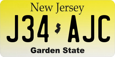 NJ license plate J34AJC