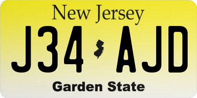 NJ license plate J34AJD