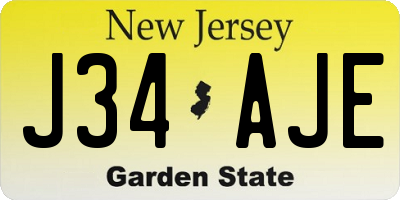 NJ license plate J34AJE