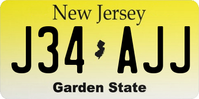 NJ license plate J34AJJ