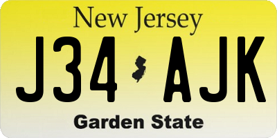 NJ license plate J34AJK