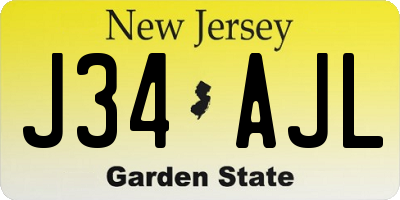 NJ license plate J34AJL