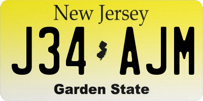 NJ license plate J34AJM