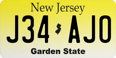 NJ license plate J34AJO