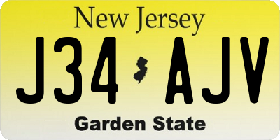 NJ license plate J34AJV