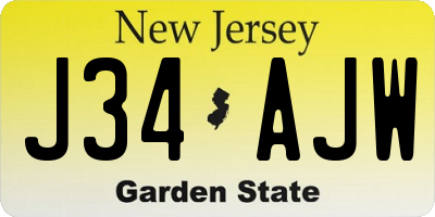 NJ license plate J34AJW