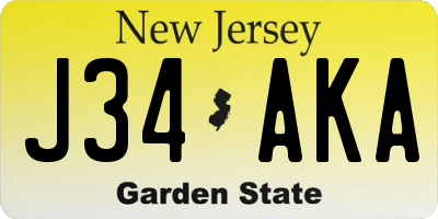 NJ license plate J34AKA