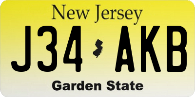 NJ license plate J34AKB